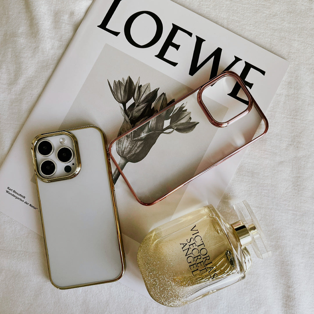 【iPhone15 Pro】サイドメッキケース (ローズゴールド)