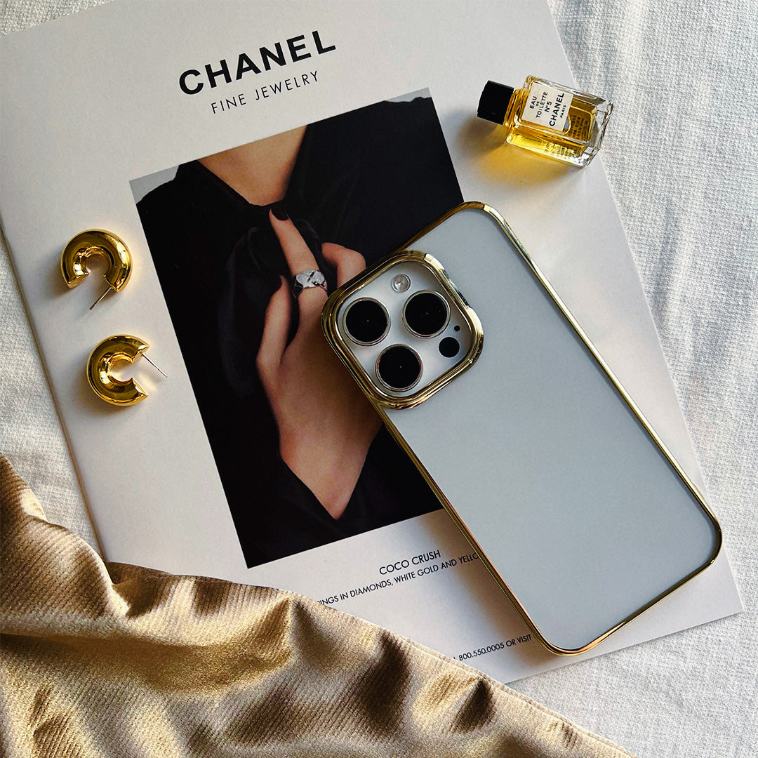 【iPhone15 Pro】サイドメッキケース (ゴールド)