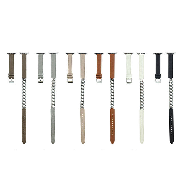 【Apple Watch バンド 41/40/38mm】レザーチェーンバンド (ブラウン) for Apple Watch SE(第2/1世代)/Series9/8/7/6/5/4/3/2/1