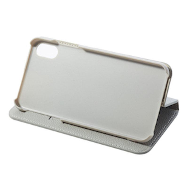 【iPhone XS Max専用】BOOK型 iPhone 手帳型ケース(グレイ)