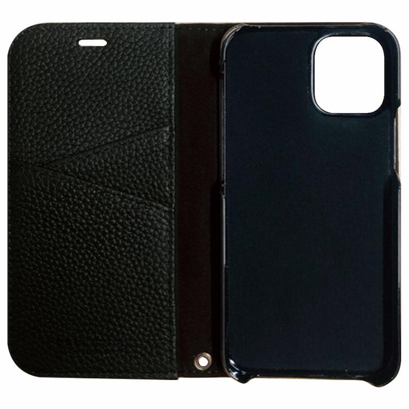 【iPhone 12/12 Pro専用】REAL LEATHER iPhone 手帳型ケース(ブラック)