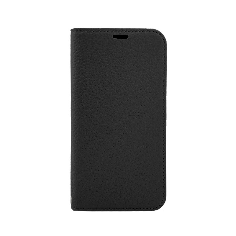 REAL LEATHER 手帳型ケース レザーケース iPhoneケース スマホケース 本革(ブラック)