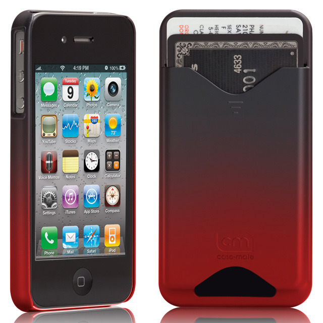 iPhone 4S/4 兼用 カードホルダー付ハードケース ID Case マット・ロイヤル・レッド