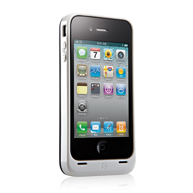 【iPhone4専用】PowerGuard Battery Case with Card Stand White