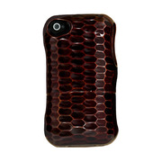 Real Wood Case for iPhone 4 かえで 春慶漆 紅 丸刀一刀彫