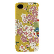 【iPhone 4S/4】新柄!KIMONO Case 着物ケース(しだれ桜/黄)