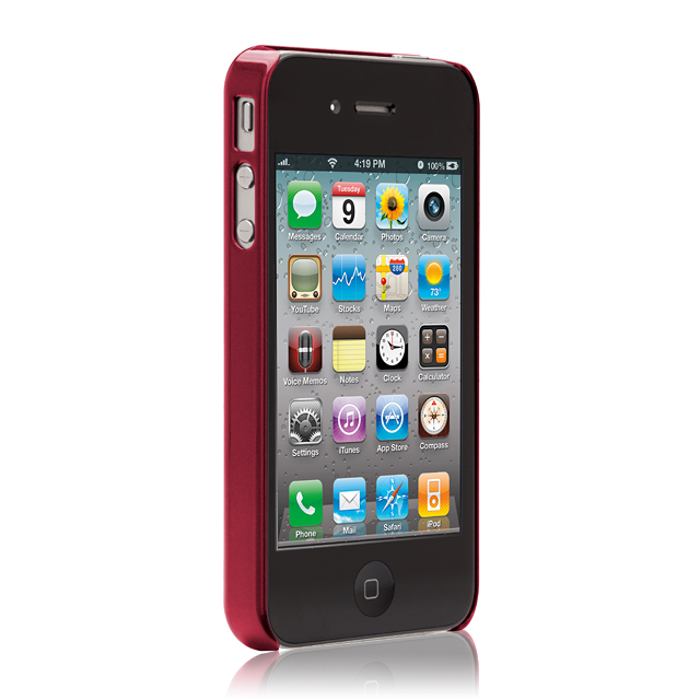 Case-Mate iPhone 4S / 4 Barely There Case Brushed Aluminum, Redサブ画像