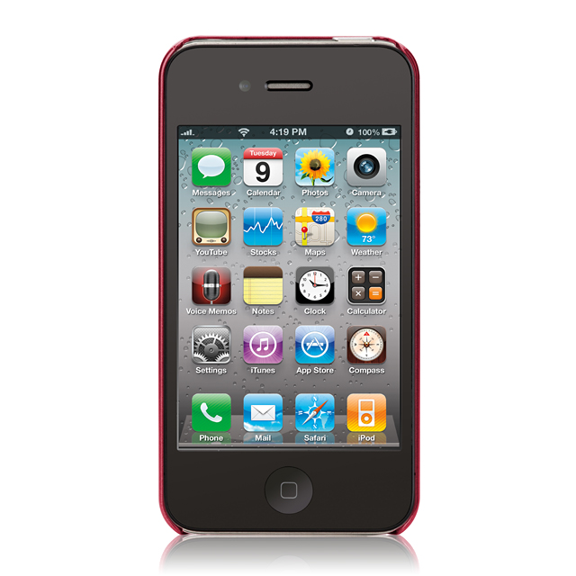 Case-Mate iPhone 4S / 4 Barely There Case Brushed Aluminum, Redサブ画像