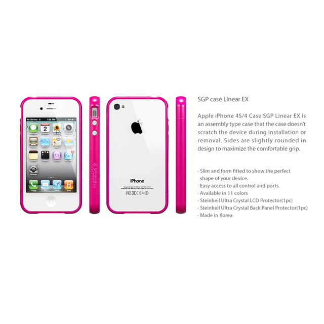 【iPhone4S/4 ケース】SGP Case Linear EX Color Series [Hot Pink]サブ画像