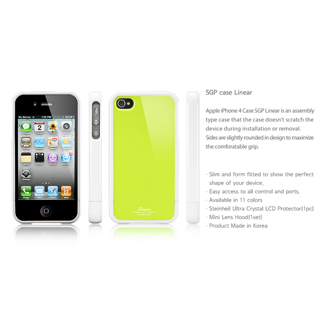 【iPhone4S/4 ケース】SGP Case Linear Color Series [Lime]サブ画像