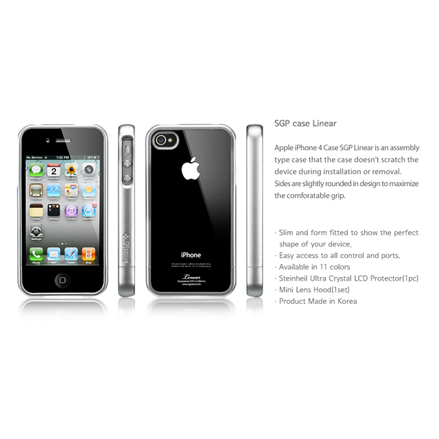 【iPhone4S/4 ケース】SGP Case Linear Crystal Series [Satin Silver]サブ画像