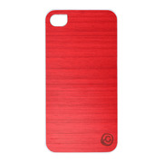 【iPhone4S/4 ケース】Real wood case Vivid Poroporo Red White