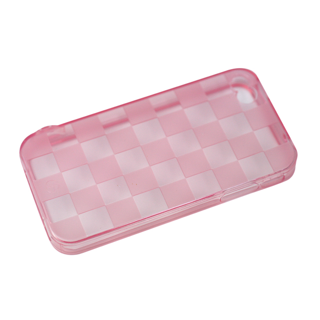 【iPhone ケース】ストラップホール付き市松模様iPhone4S/4ケース(ピンク)サブ画像