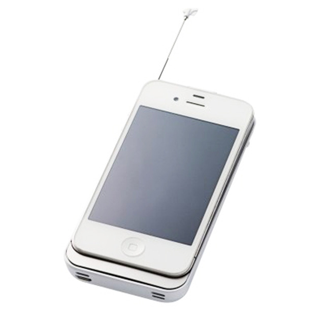 【iPhone4S/4 ケース】ワンセグチューナー/ケースタイプ/バッテリー1,500mAh ホワイト