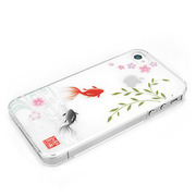 【iPhone ケース】和彩美「ふるる」：iPhone4S/4用堅装飾カバー透し(散桜に金魚)