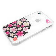【iPhone ケース】和彩美「ふるる」：iPhone4S/4用堅装飾カバー透し(桜に雪輪兎)
