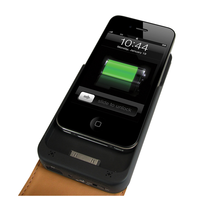 【iPhone ケース】+M Battery iPhone4/4S FMトランスミッター付き バッテリー搭載レザーケース (ホワイト)サブ画像