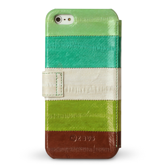 【iPhoneSE(第1世代)/5s/5 ケース】Prestige Eel Leather Diary (Multi Green)サブ画像