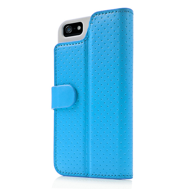 【iPhoneSE(第1世代)/5s/5 ケース】Folder Case Sider Polka Blue/Greyサブ画像
