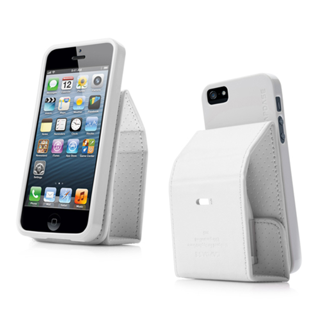 【iPhoneSE(第1世代)/5s/5 ケース】Folder Case Upper Polka White/Greyサブ画像