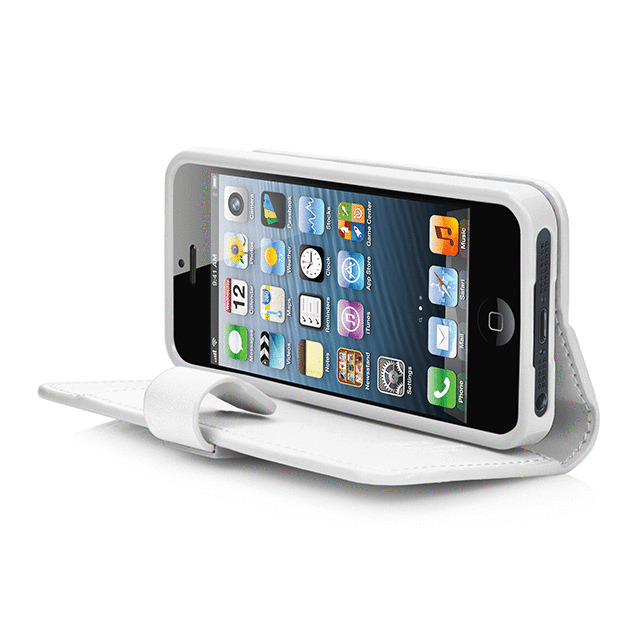 【iPhoneSE(第1世代)/5s/5 ケース】Folder Case Sider Polka White/Greyサブ画像