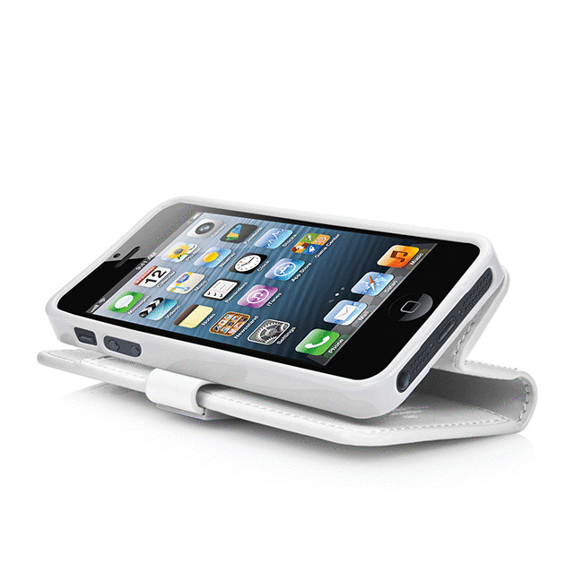 【iPhoneSE(第1世代)/5s/5 ケース】Folder Case Sider Polka White/Greyサブ画像