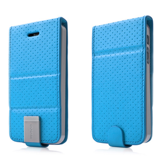 【iPhoneSE(第1世代)/5s/5 ケース】Folder Case Upper Polka Blue/Greyサブ画像