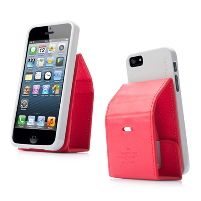 【iPhoneSE(第1世代)/5s/5 ケース】Folder Case Upper Polka Red/Greyサブ画像