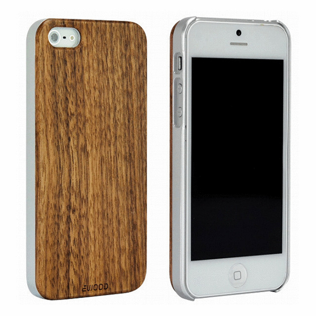 【iPhone5s/5 ケース】木材とプラスチックの融合型ケース『ハイブリッドウッドケース』(ブラックウォールナット×シルバー)サブ画像