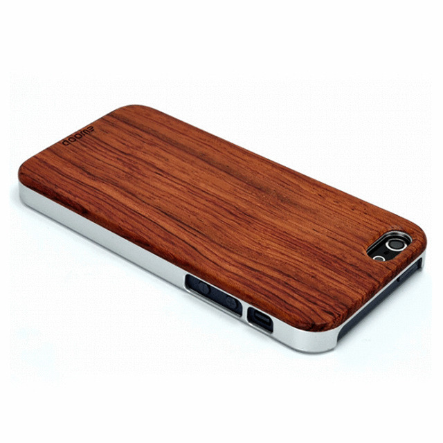 【iPhone5s/5 ケース】木材とプラスチックの融合型ケース『ハイブリッドウッドケース』(ローズウッド×シルバー)サブ画像
