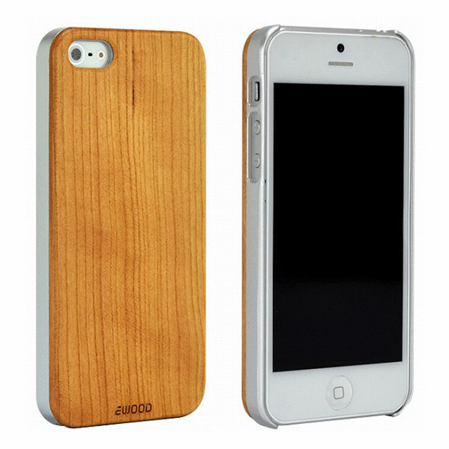 【iPhone5s/5 ケース】木材とプラスチックの融合型ケース『ハイブリッドウッドケース』(チェリーウッド×シルバー)サブ画像