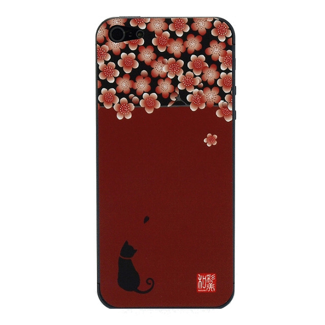 【iPhone5 ケース】和彩美「ふるる」：iPhone5用彩装飾シート(梅と影猫)
