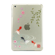 【iPad mini(第1世代) ケース】和彩美「ふるる」：iPad mini用堅装飾カバー透(散桜に金魚<煌>)
