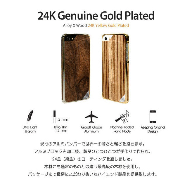 【iPhoneSE(第1世代)/5s/5 ケース】Alloy X Wood (24K Yellow Gold×Teak)サブ画像
