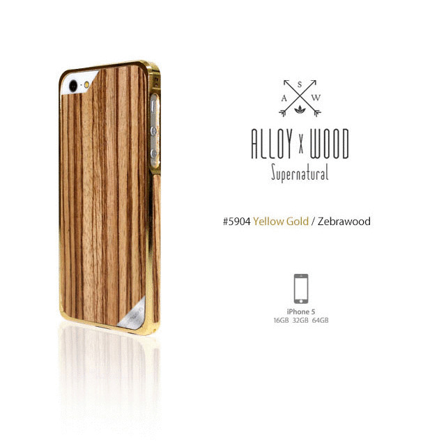 【iPhoneSE(第1世代)/5s/5 ケース】Alloy X Wood (24K Yellow Gold×Teak)サブ画像