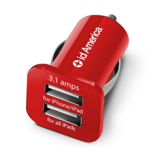 Dual USB Car Charger (Red)