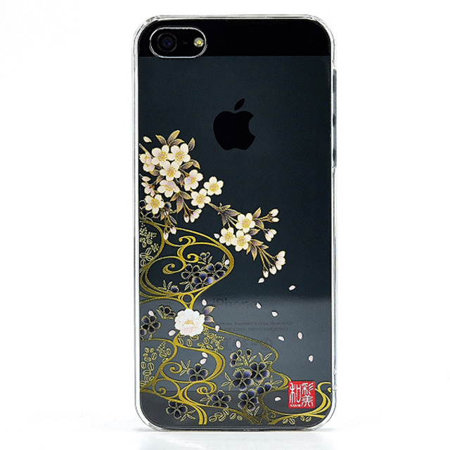 【iPhone5s/5 ケース】和彩美「ふるる」：堅装飾カバー透(夜桜に流水)サブ画像