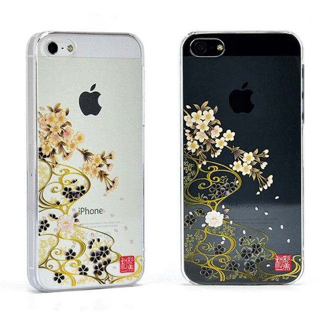 【iPhone5s/5 ケース】和彩美「ふるる」：堅装飾カバー透(夜桜に流水)サブ画像