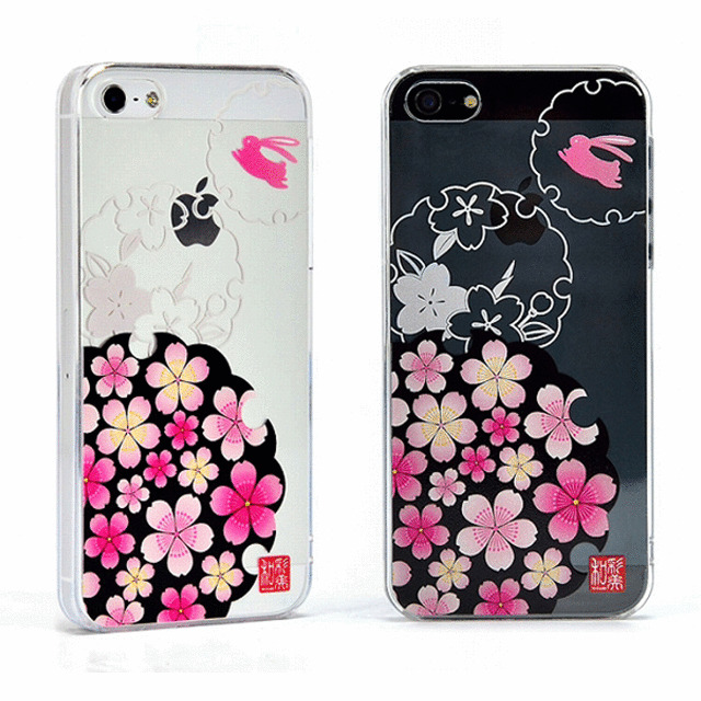 【iPhone5s/5 ケース】和彩美「ふるる」：堅装飾カバー透(桜に雪輪兎)サブ画像