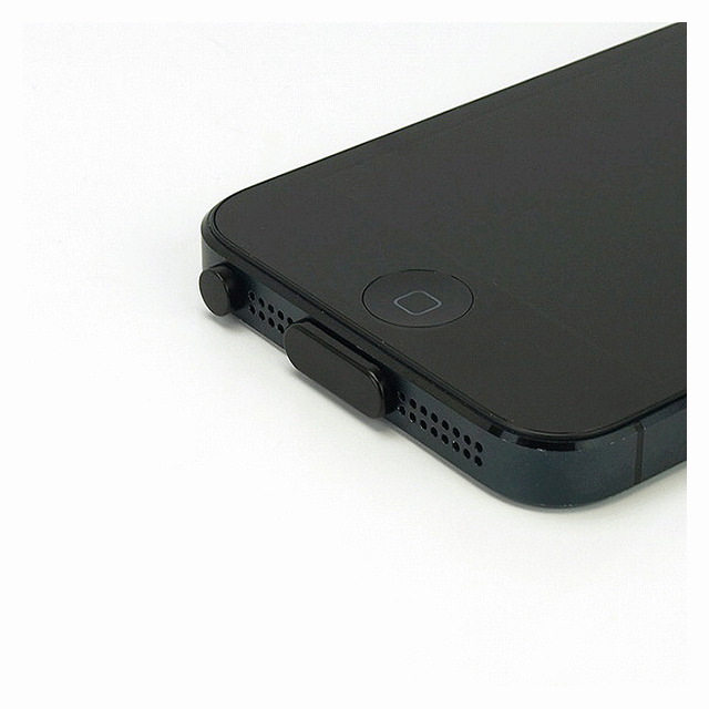 【iPhone5s/5c/5】アルミニウムポートキャップセット (ブラック)サブ画像