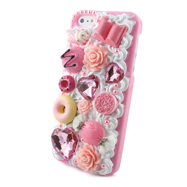 【iPhoneSE(第1世代)/5s/5 ケース】デコケースD007・お菓子(Pink) 