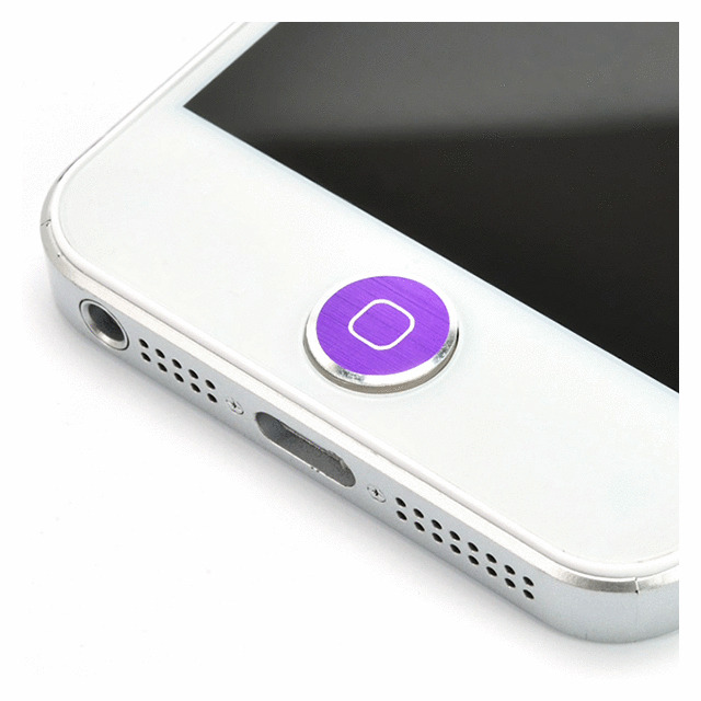 超軽量・極薄のアルミ製ホームボタンカバー『ホームボタンアルミプレート for iPhone/iPad 』 Bタイプ：ブラック/シルバー/イエロー/パープル/グリーンサブ画像