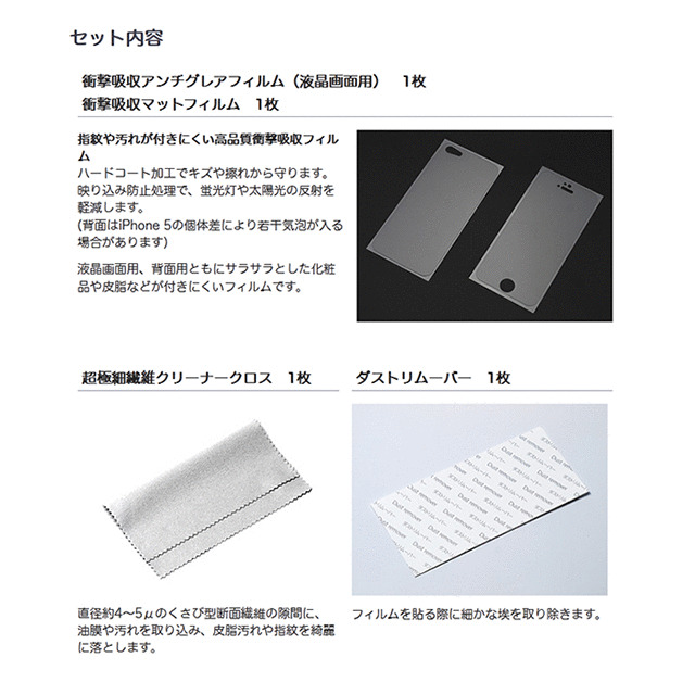 【iPhone5】衝撃吸収アンチグレアフィルム set for iPhone5サブ画像