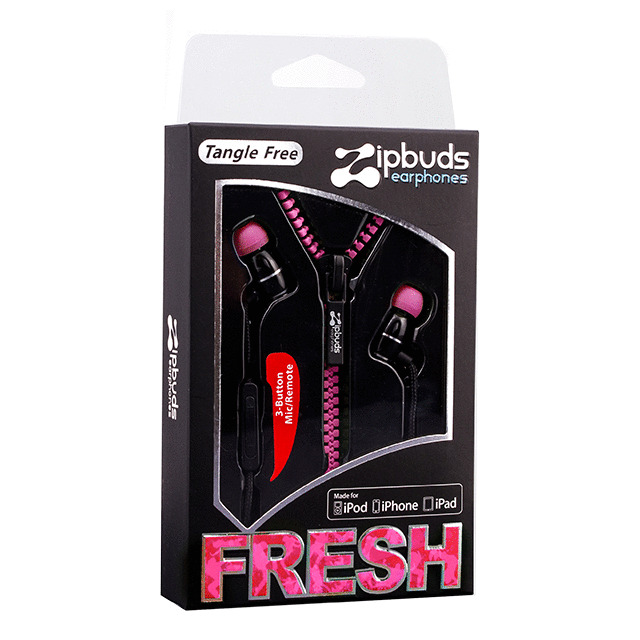 ジップアップイヤホンマイク「Zipbuds Fresh mic」 ピンクサブ画像