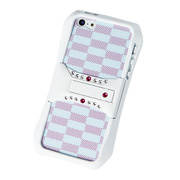 【iPhone5 ケース】超軽量ツインカバーSB スラッシュチェックホワイトセット