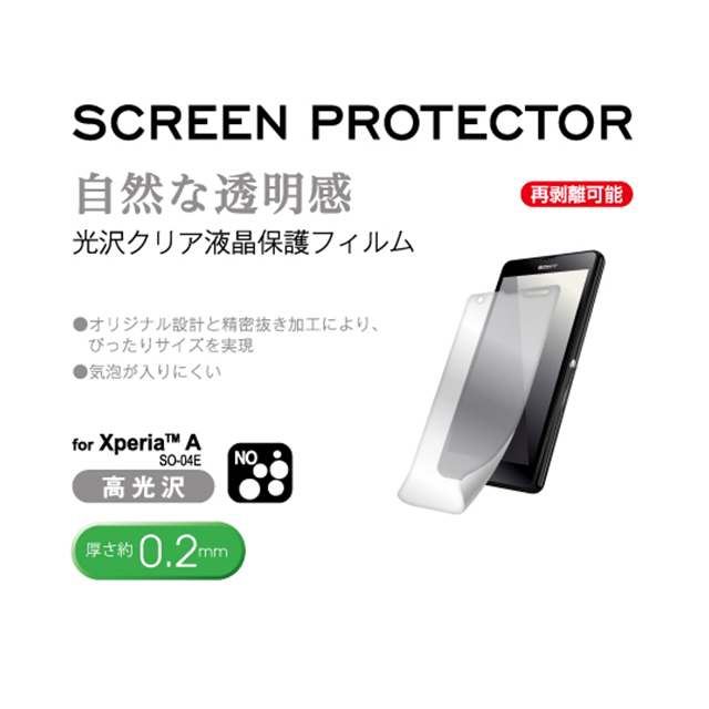 【XPERIA A フィルム】High Grade Protection Film  光沢クリア 液晶保護フィルムサブ画像