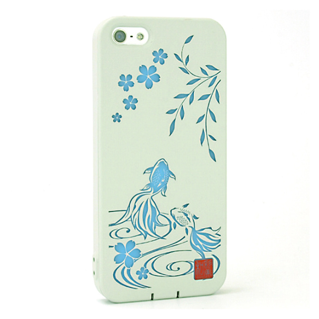 【iPhone5s/5 ケース】和彩美「ふるる」：柔装飾カバー 透し散桜に金魚