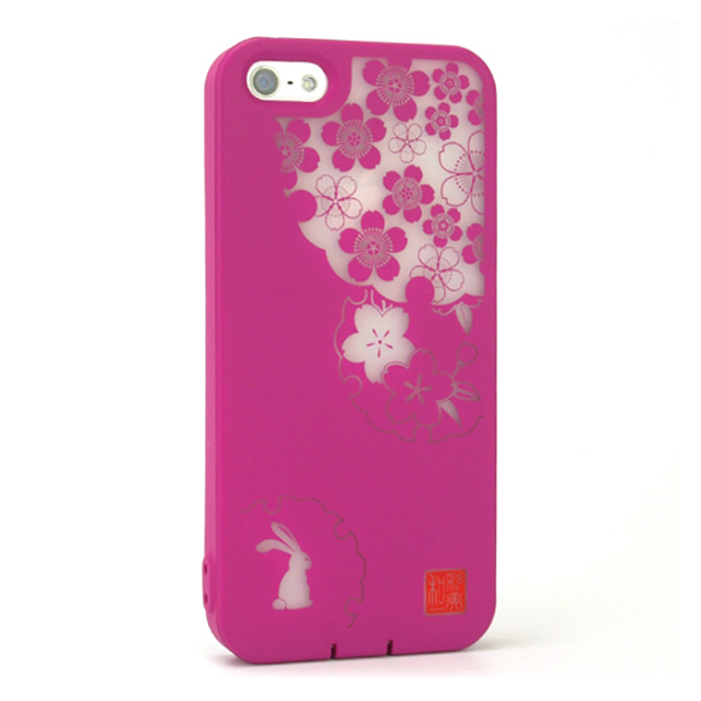 【iPhone5s/5 ケース】和彩美「ふるる」：柔装飾カバー 透し桜に雪輪兎 