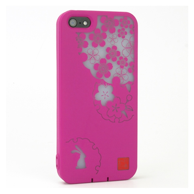 【iPhone5s/5 ケース】和彩美「ふるる」：柔装飾カバー 透し桜に雪輪兎 サブ画像