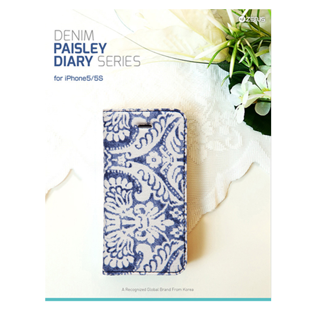 【iPhoneSE(第1世代)/5s/5 ケース】Denim Paisley Diaryサブ画像